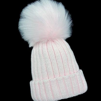 Baby Girls Pink Faux Fur Pom Hat