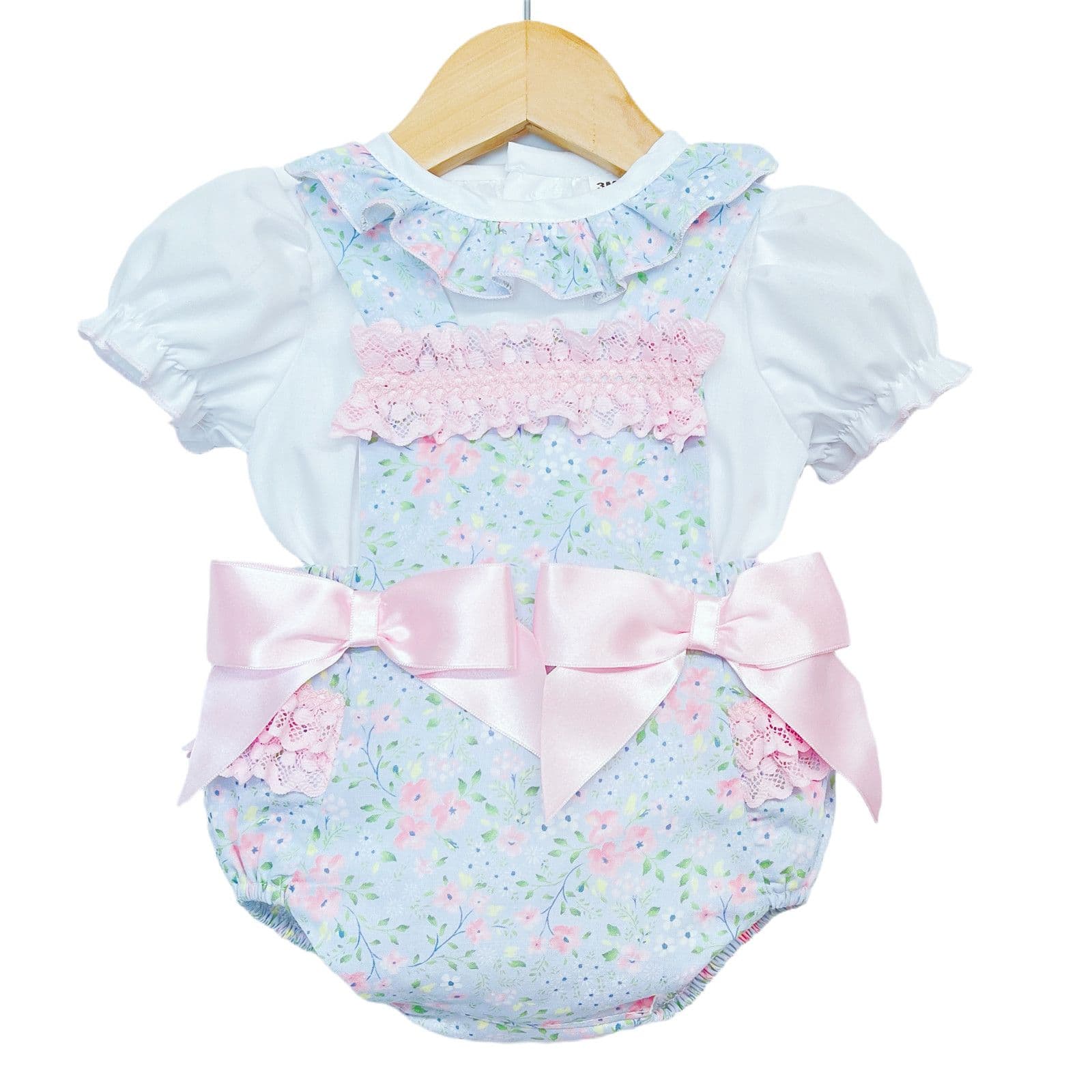 Baby Girl Pink Floral Frilly Romper with Shirt "MYD2216 Pink"