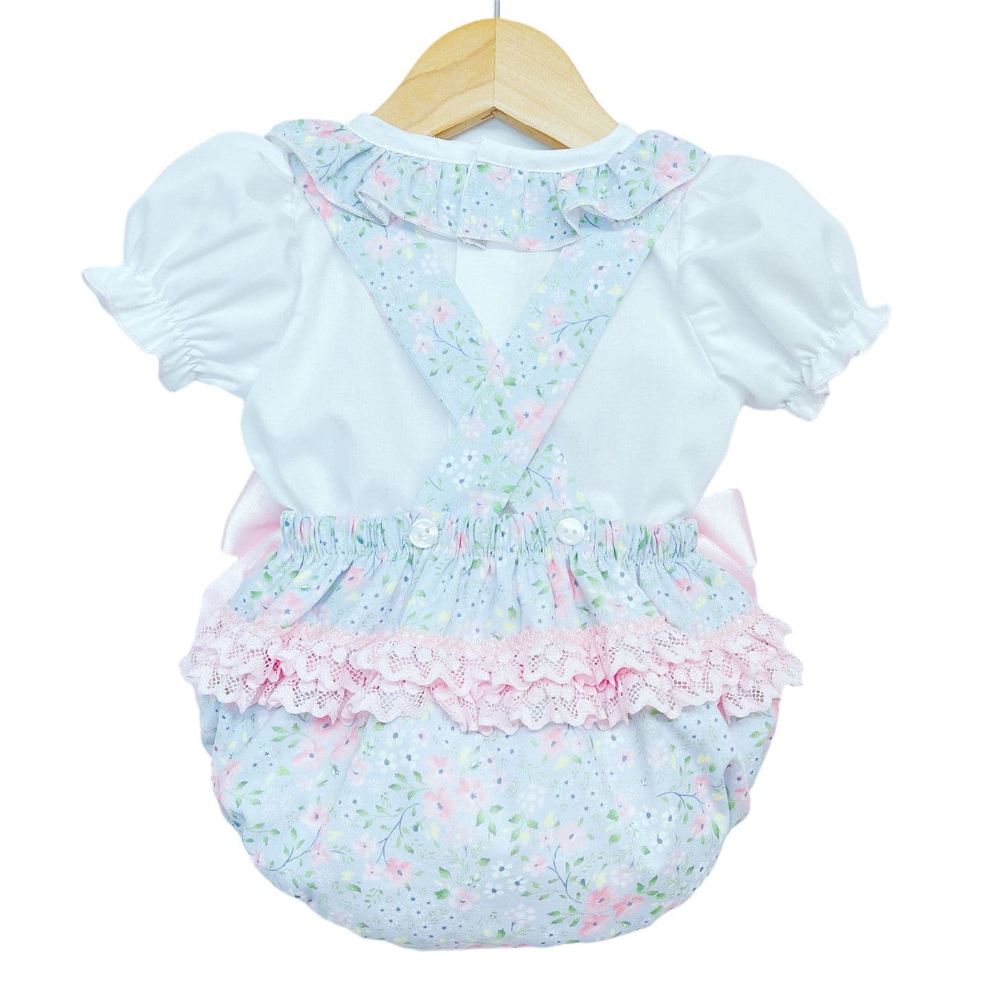 Baby Girl Pink Floral Frilly Romper with Shirt "MYD2216 Pink"