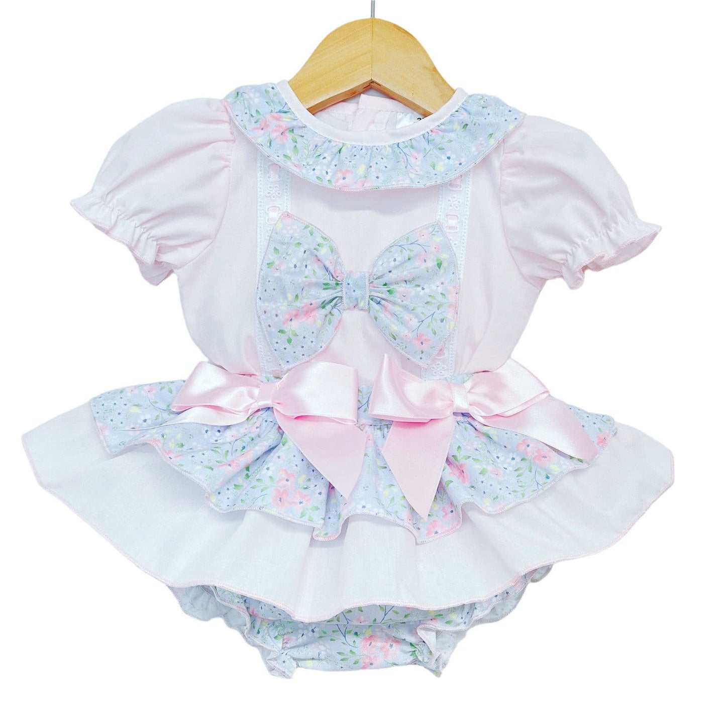 Baby Girl Pink Floral Frilly Skirt with Shirt "MYD2215 Pink"