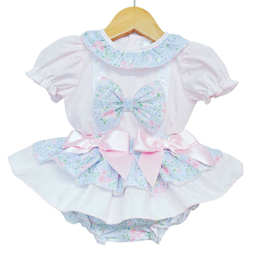 Baby Girl Pink Floral Frilly Skirt with Shirt "MYD2215 Pink"