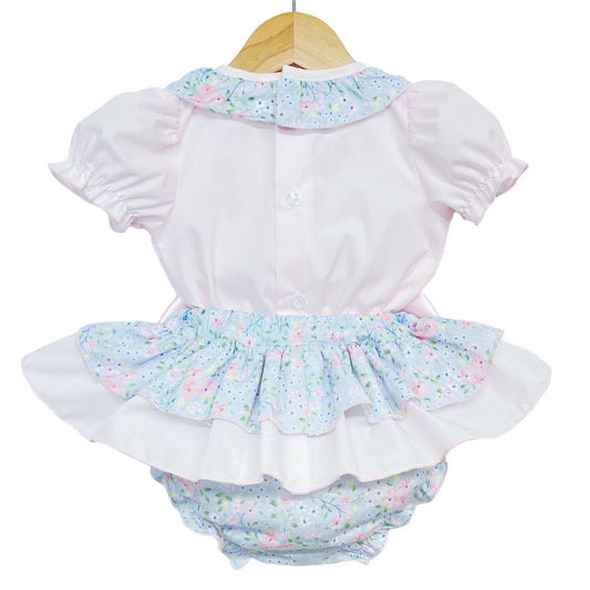Baby Girl Pink Floral Frilly Skirt with Shirt "MYD2215 Pink"