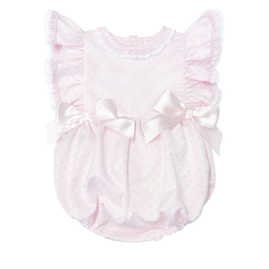 Baby Girl Pink Jacquard Frilly Shoulder Romper "MYD2420P"