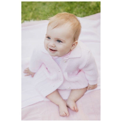 Baby Girl Pink Knitted Coat with Pearl Buttons "A4043 P"