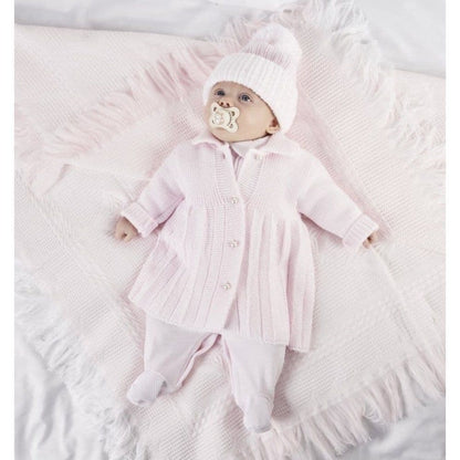 Baby Girl Pink Knitted Coat with Pearl Buttons "A4043 P"