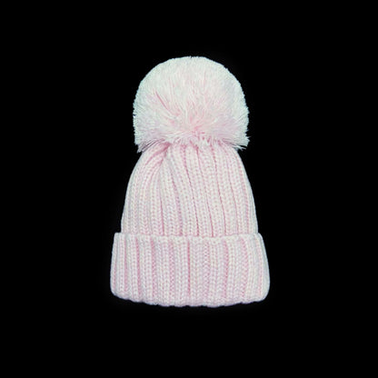 Baby Girls Pink Large Pom Hat