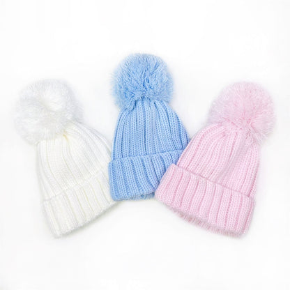 Baby Girls Pink Large Pom Hat