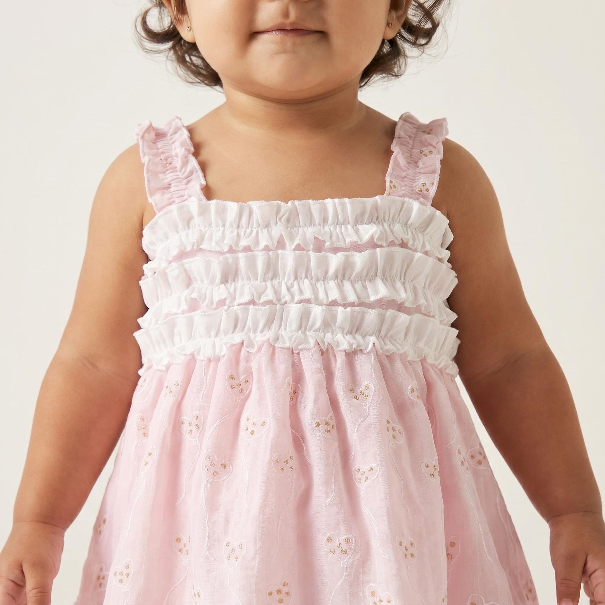 Baby Girl Pink Print Summer Puff Ball Dress with Pants "MYD26045"