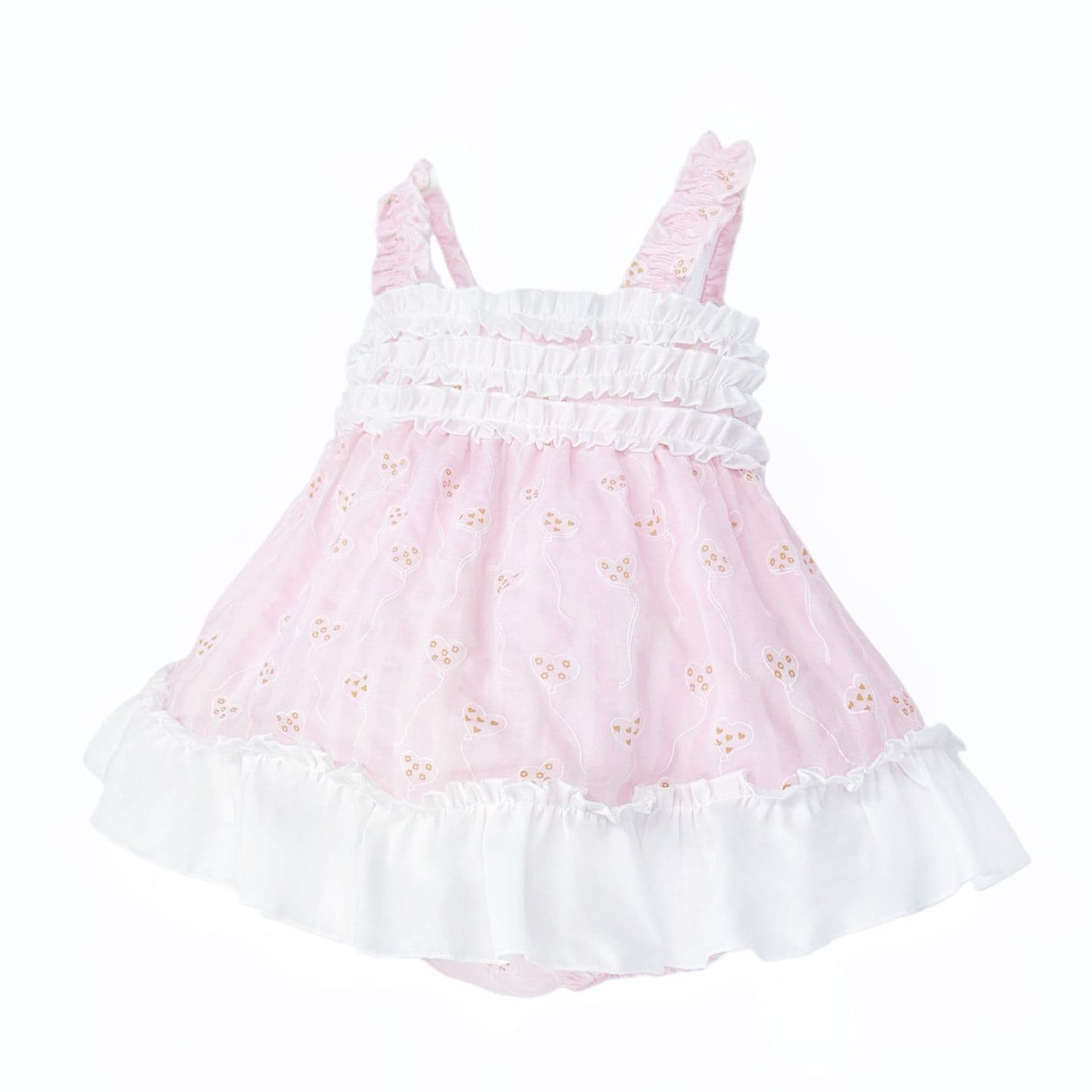 Baby Girl Pink Print Summer Puff Ball Dress with Pants "MYD26045"