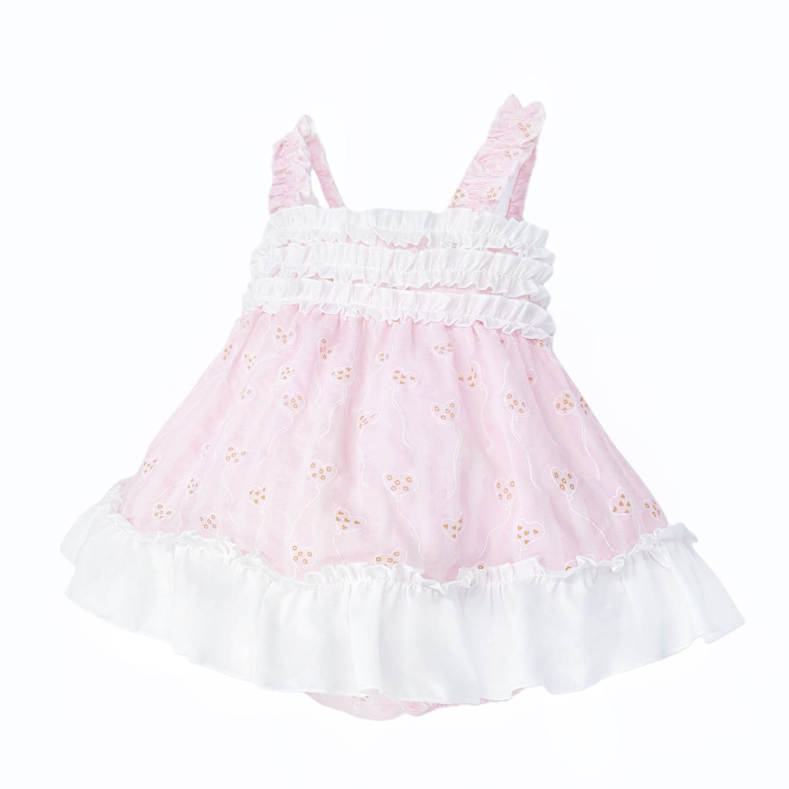 Baby Girl Pink Print Summer Puff Ball Dress with Pants "MYD26045"
