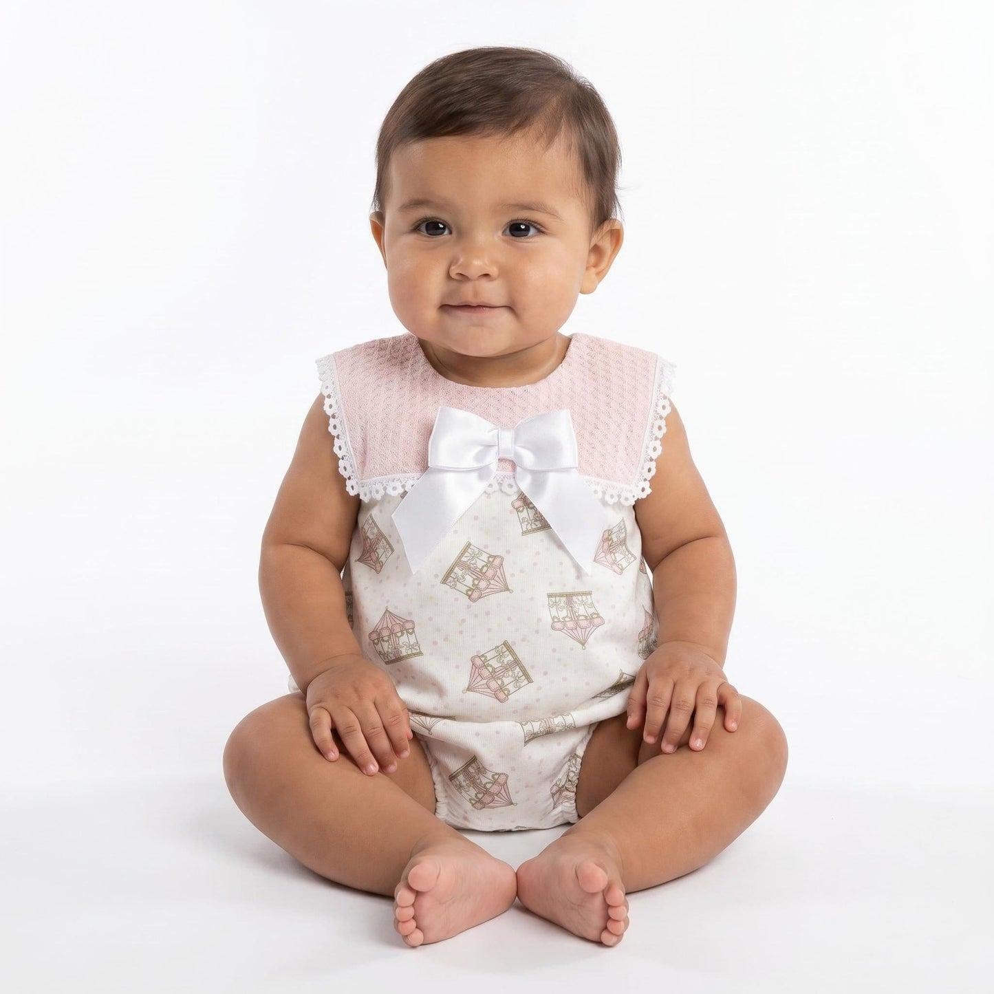 Baby Girl Pink Rocking Horse Big Collar Romper "MYD26046"