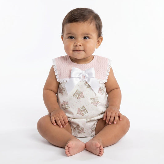 Baby Girl Pink Rocking Horse Big Collar Romper "MYD26046"