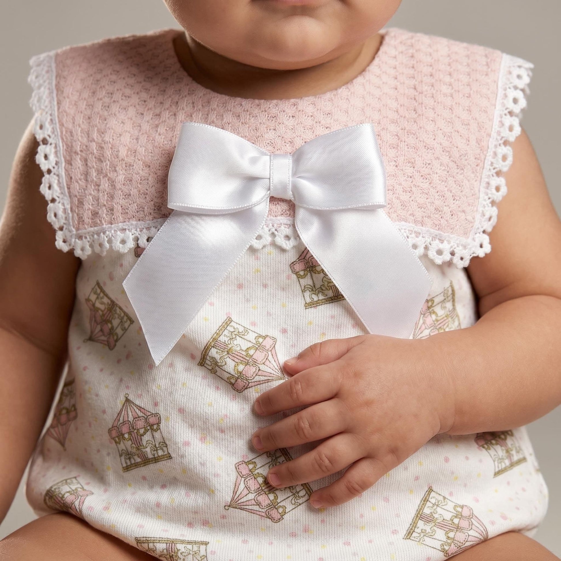 Baby Girl Pink Rocking Horse Big Collar Romper "MYD26046"