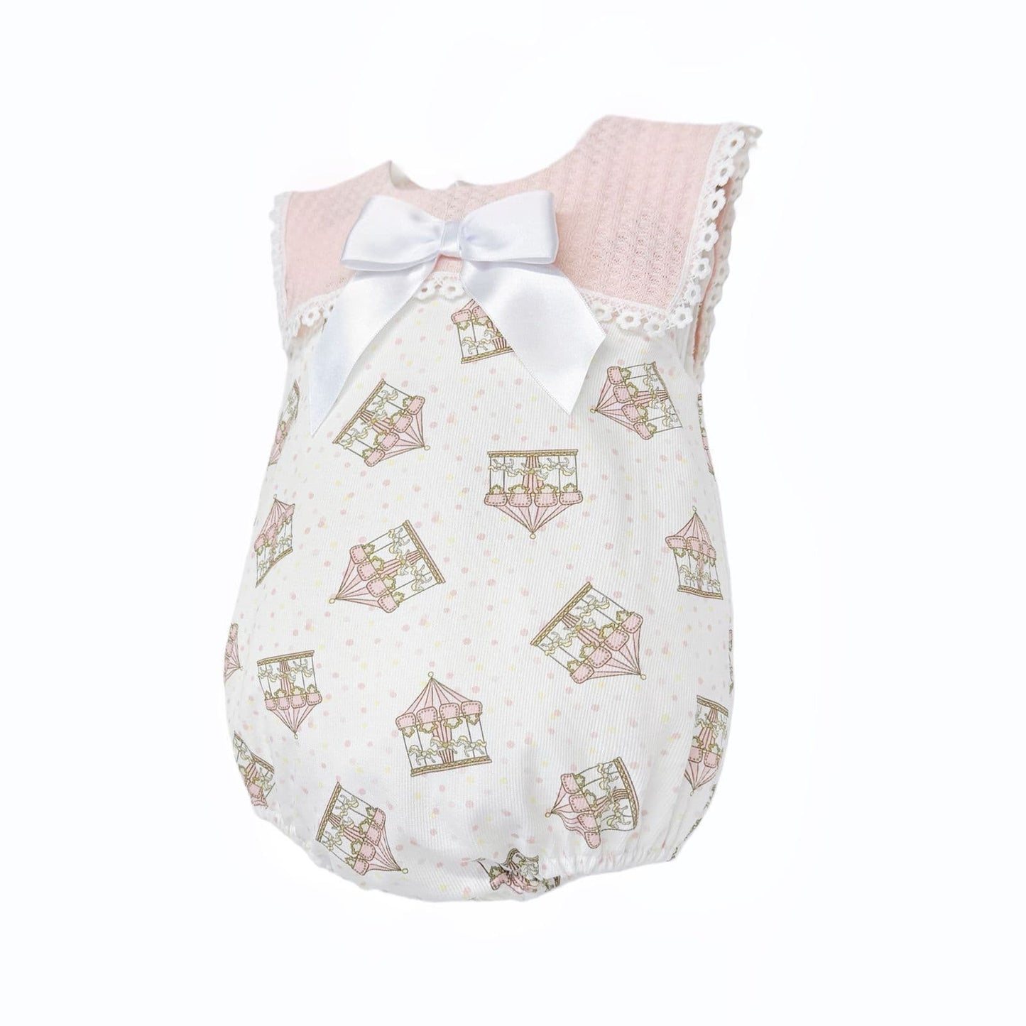 Baby Girl Pink Rocking Horse Big Collar Romper "MYD26046"