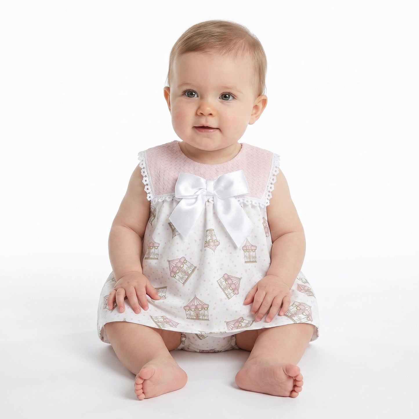 Baby Girl Pink Rocking Horse Dress with Pants "MYD26047"