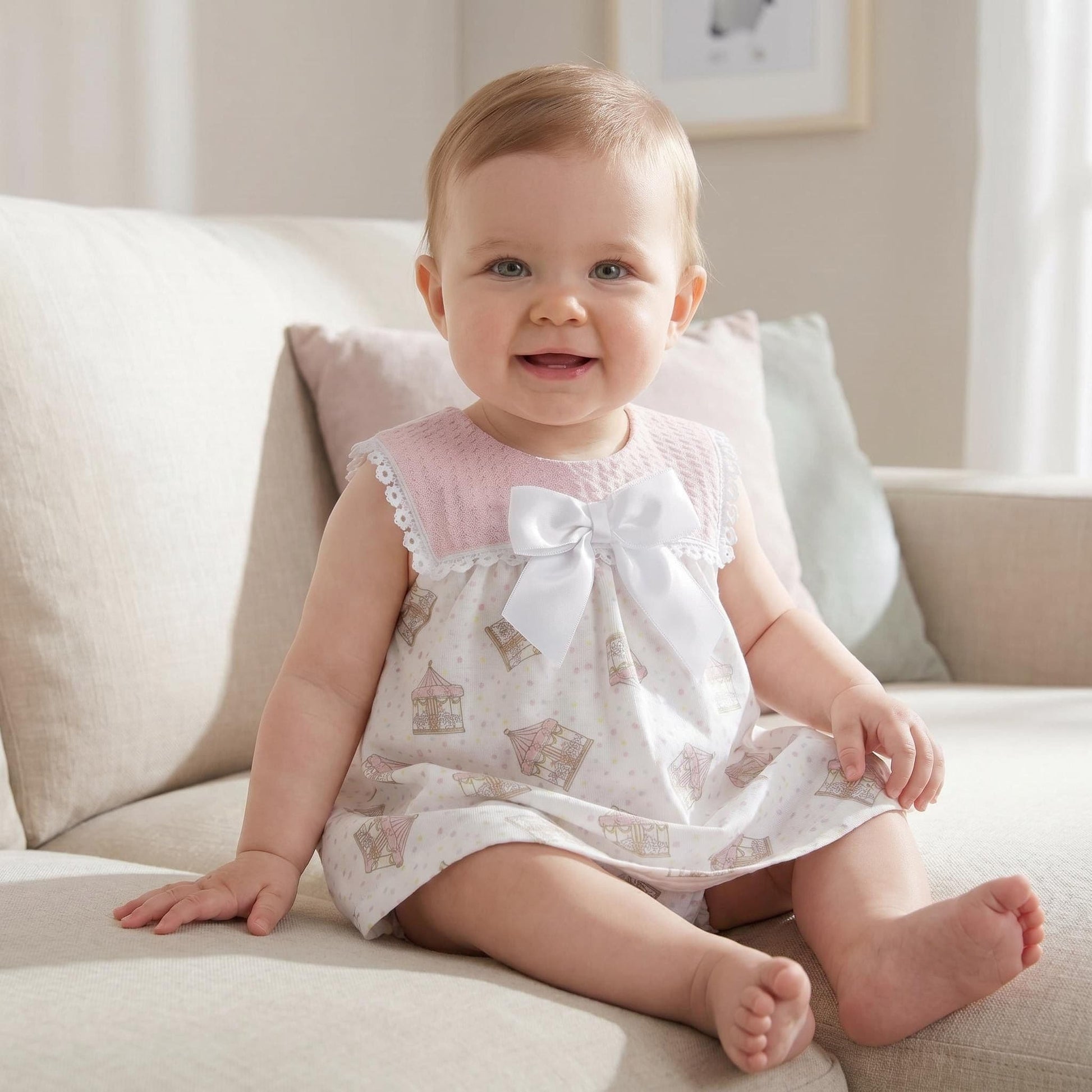 Baby Girl Pink Rocking Horse Dress with Pants "MYD26047"