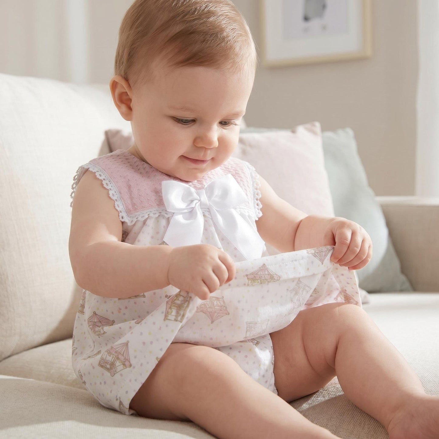 Baby Girl Pink Rocking Horse Dress with Pants "MYD26047"