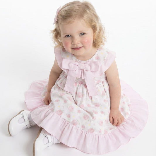Baby Girl Pink Rose Print Puff Ball Dress with Pants "MYD26040"