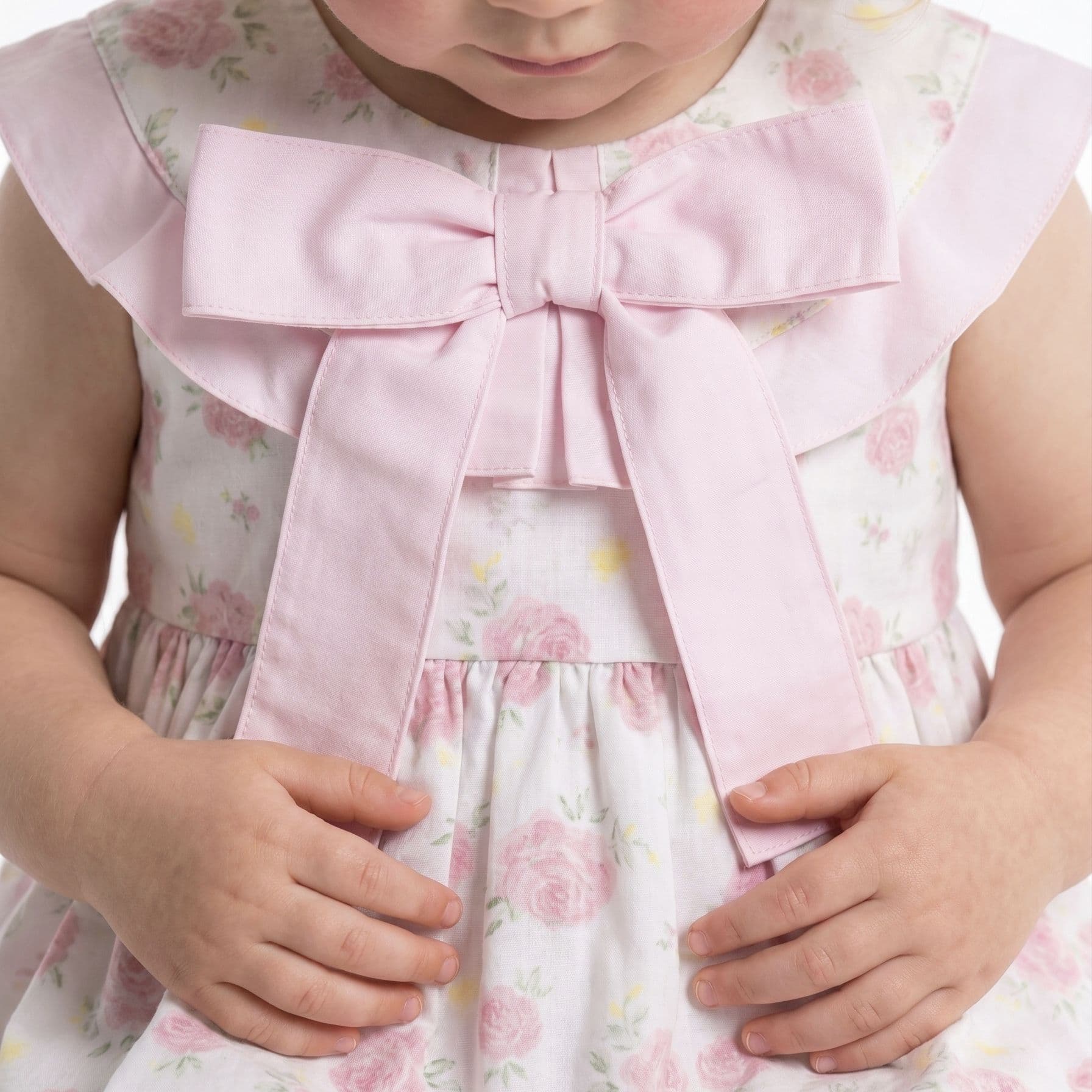 Baby Girl Pink Rose Print Puff Ball Dress with Pants "MYD26040"