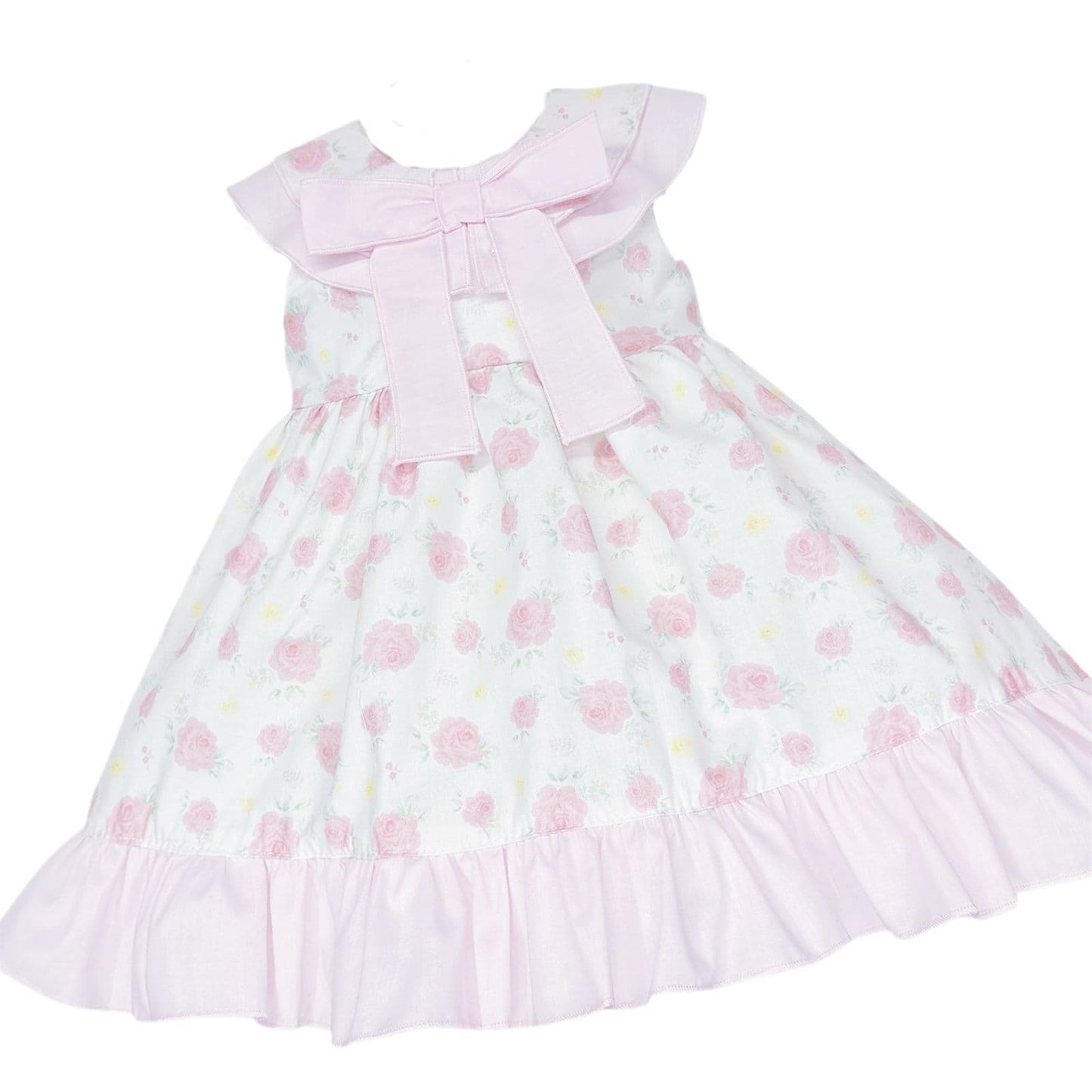 Baby Girl Pink Rose Print Puff Ball Dress with Pants "MYD26040"