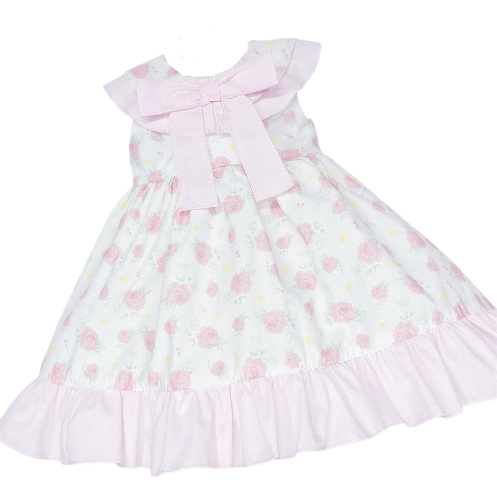 Baby Girl Pink Rose Print Puff Ball Dress with Pants "MYD26040"