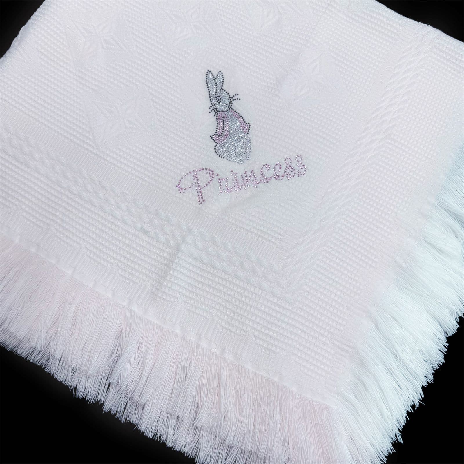 Pink Diamante Bow Baby Shawl
