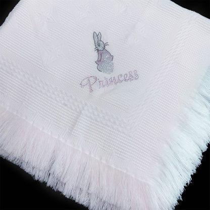 Pink Diamante Bow Baby Shawl