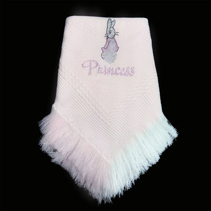 Pink Diamante Bow Baby Shawl