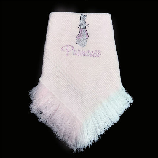 Pink Diamante Bow Baby Shawl
