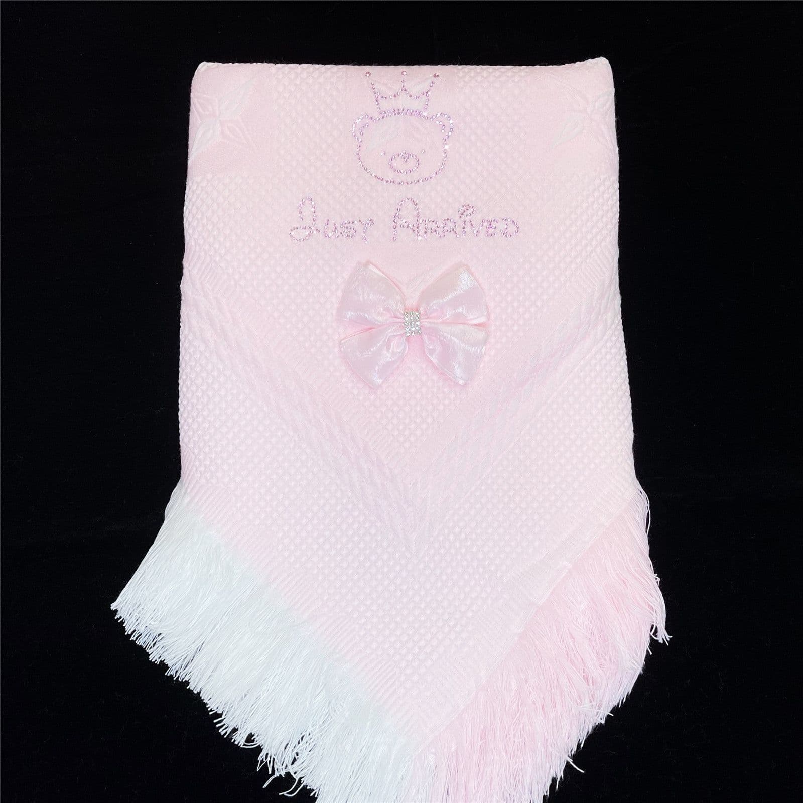 Pink Diamante Bow Baby Shawl