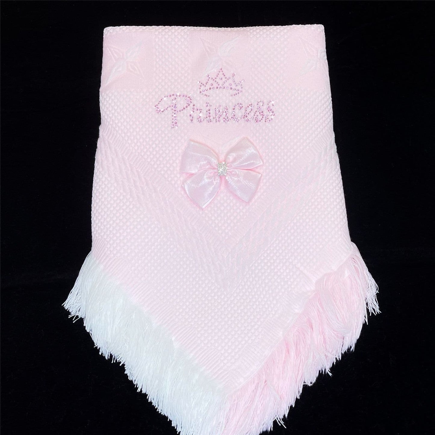 Pink Diamante Bow Baby Shawl