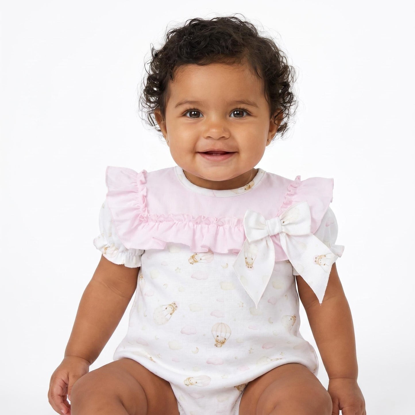 Baby Girl Pink Teddy Cloud Big Collar Romper "MYD26032"