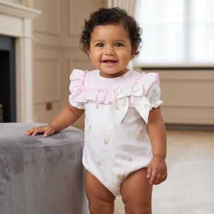Baby Girl Pink Teddy Cloud Big Collar Romper "MYD26032"