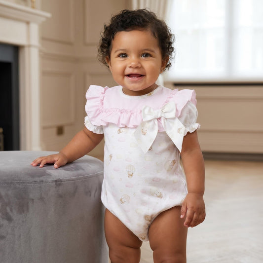 Baby Girl Pink Teddy Cloud Big Collar Romper "MYD26032"