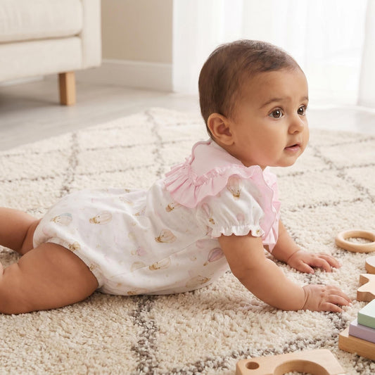 Baby Girl Pink Teddy Cloud Big Collar Romper "MYD26032"