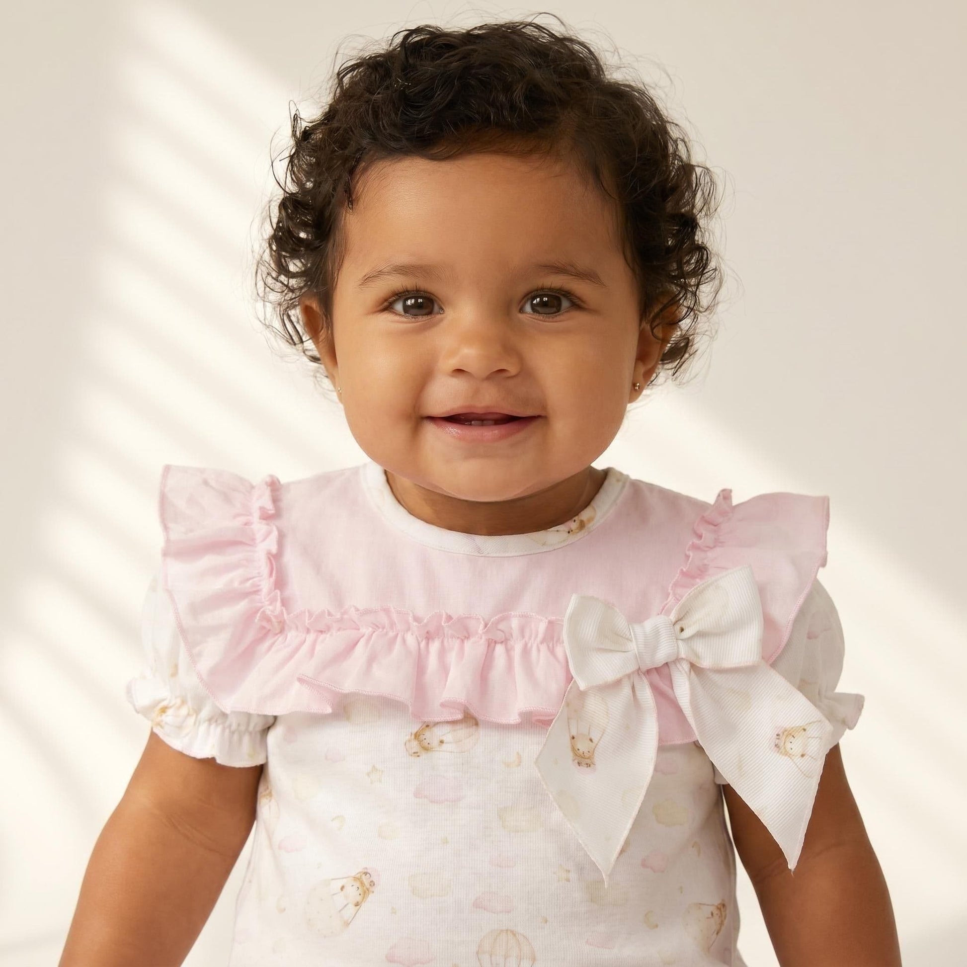 Baby Girl Pink Teddy Cloud Big Collar Romper "MYD26032"