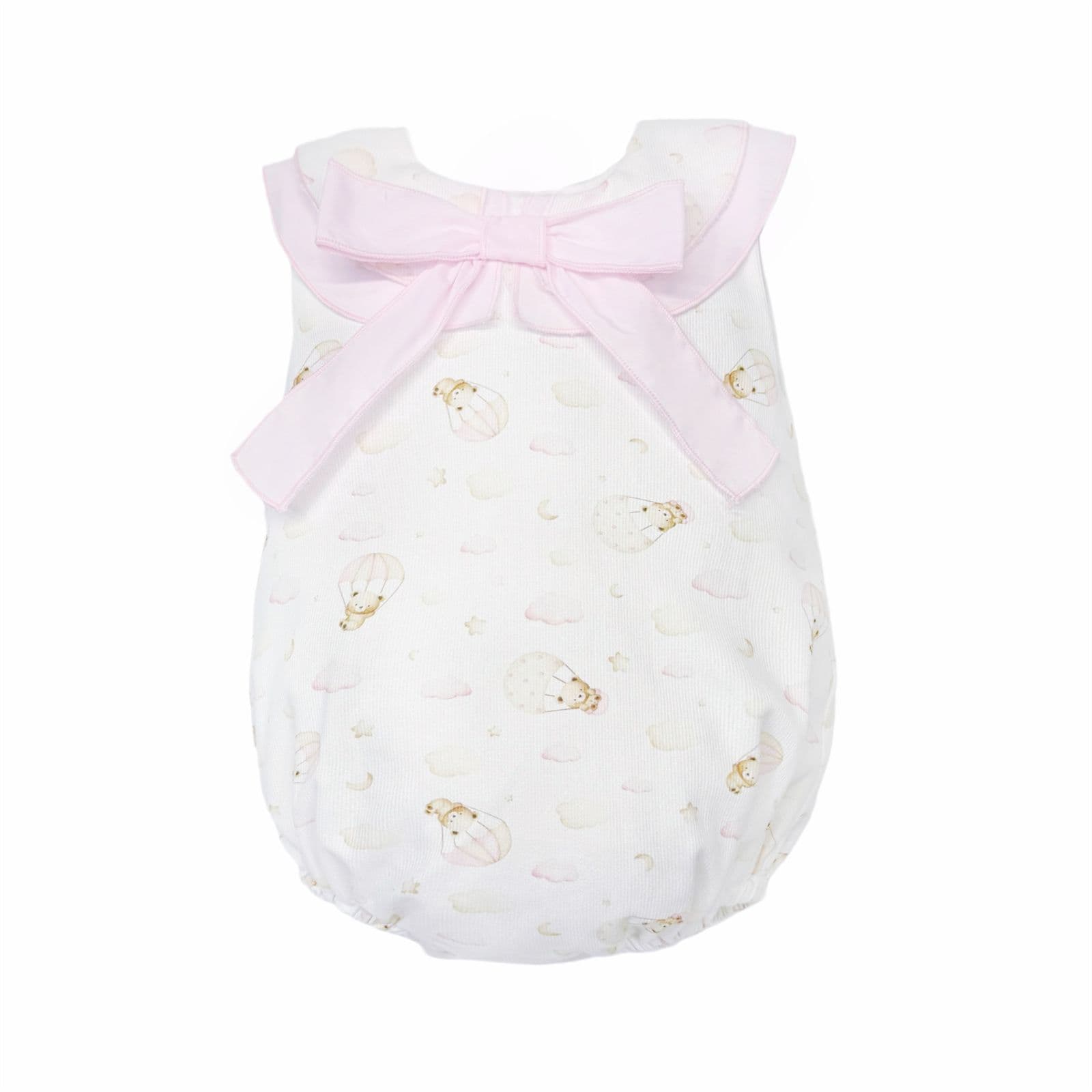 Baby Girl Pink Teddy Print Collar Romper "MYD26030"