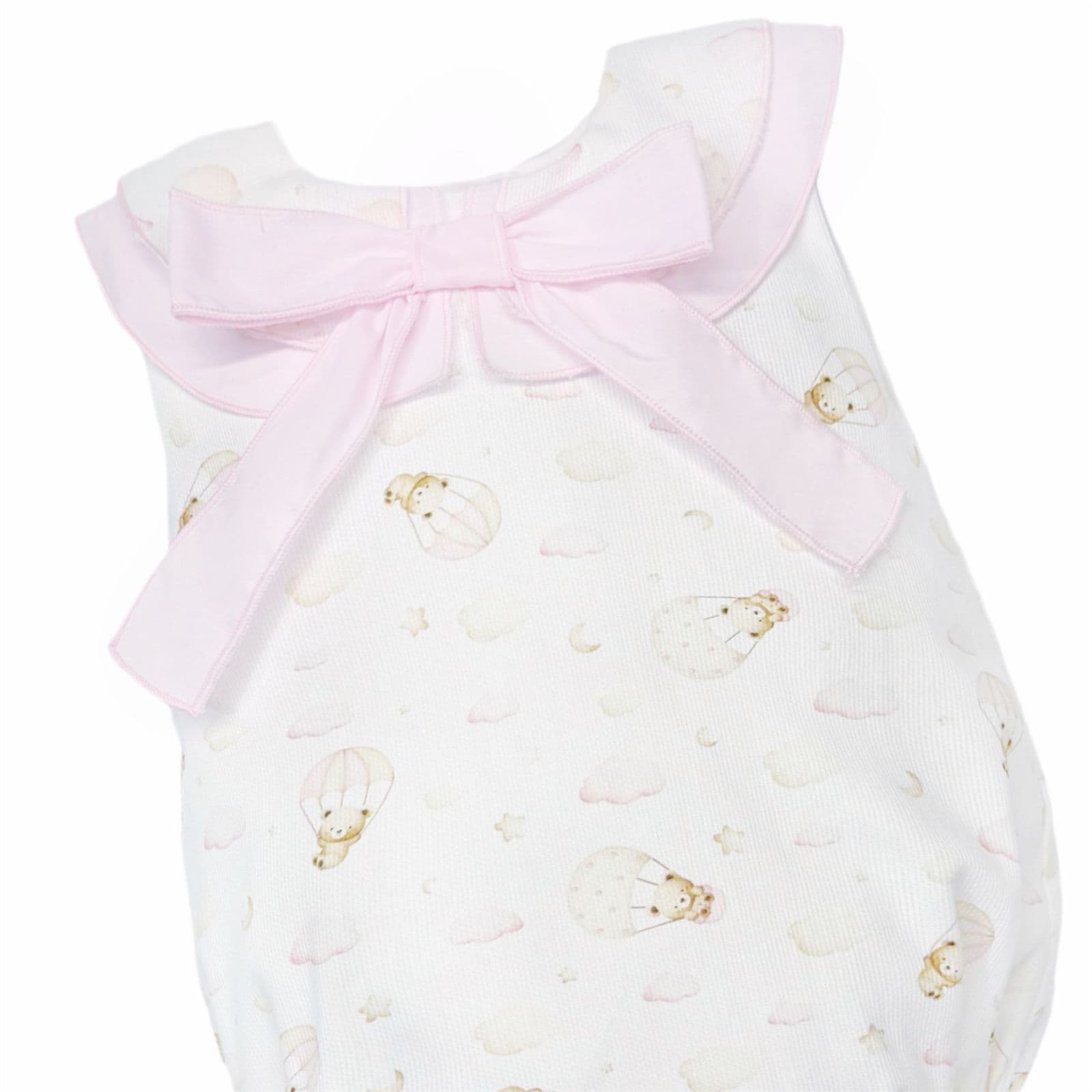Baby Girl Pink Teddy Print Collar Romper "MYD26030"