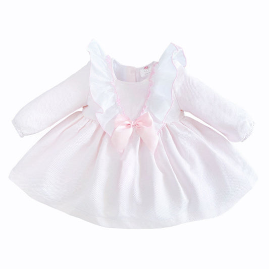 Baby Girl Pink Waffle Big Frilly Collar Dress "2532"