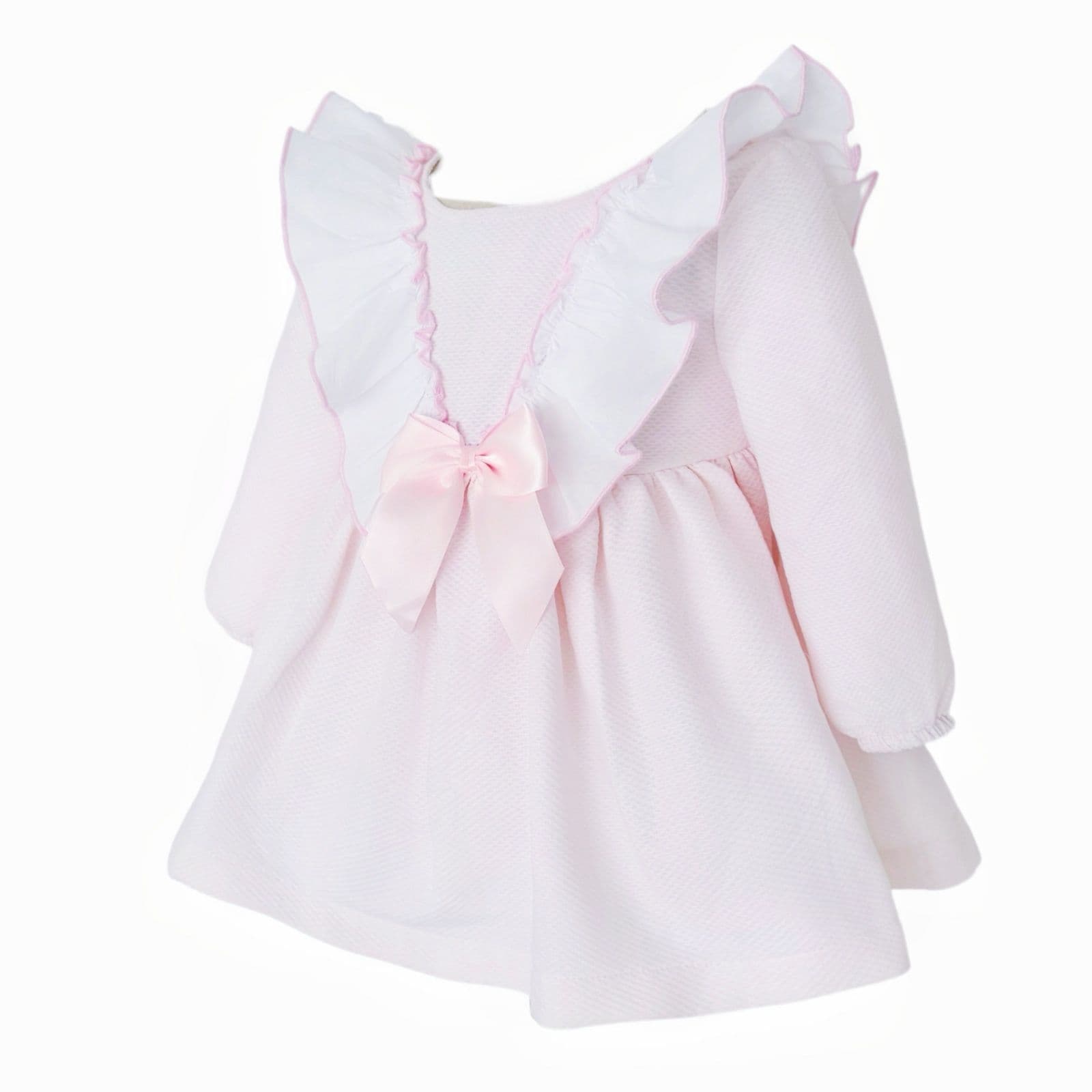Baby Girl Pink Waffle Big Frilly Collar Dress "2532"