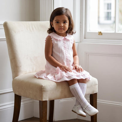 Baby Girl Pink Waffle Lacey Dress "2611"