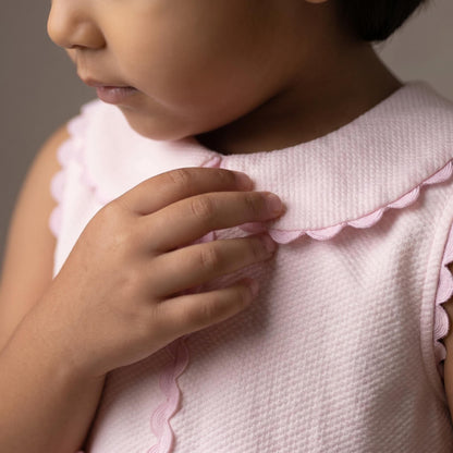 Baby Girl Pink Waffle Lacey Dress "2611"