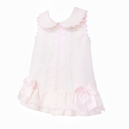 Baby Girl Pink Waffle Lacey Dress "2611"