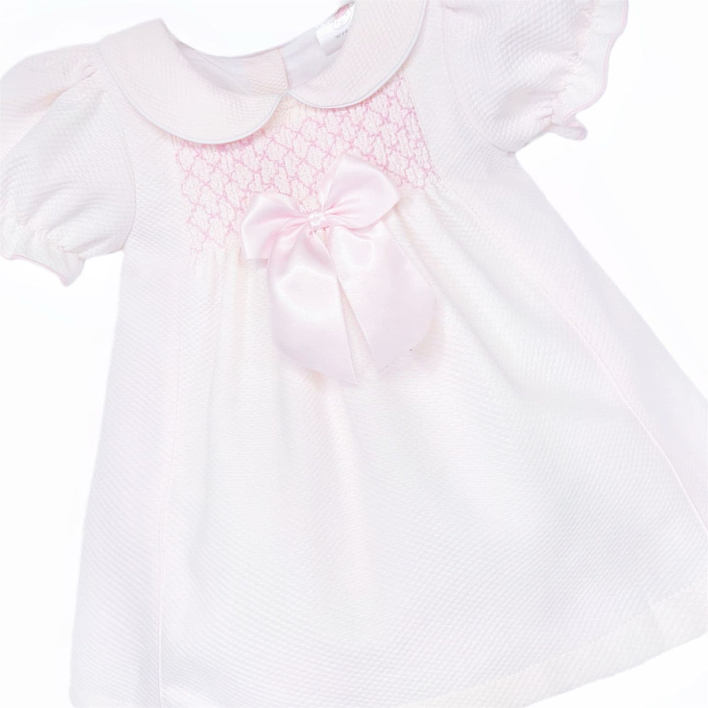 Baby Girl Pink Waffle Smocked Puff Dress "2604"