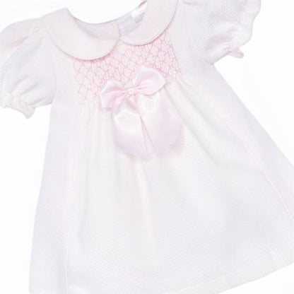 Baby Girl Pink Waffle Smocked Puff Dress "2604"