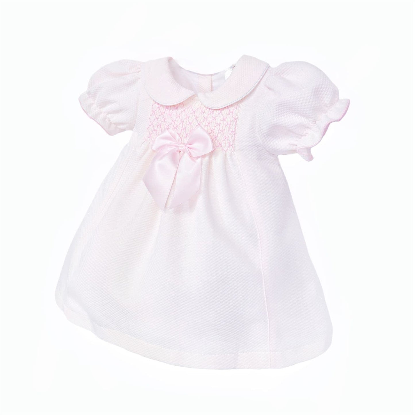 Baby Girl Pink Waffle Smocked Puff Dress "2604"