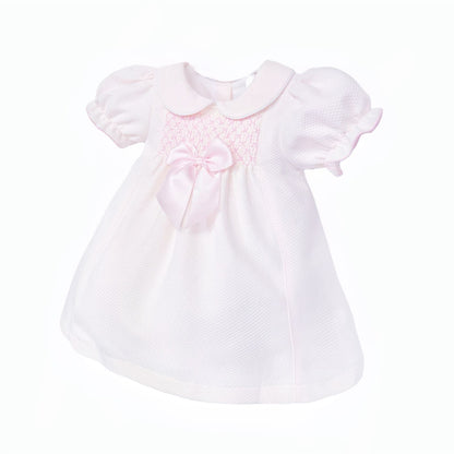 Baby Girl Pink Waffle Smocked Puff Dress "2604"