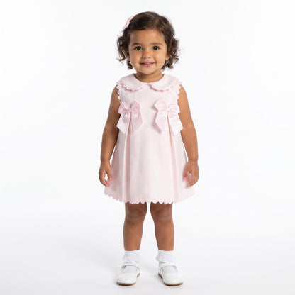 Baby Girl Pink Waffle with Pink Bow Dress "2603"