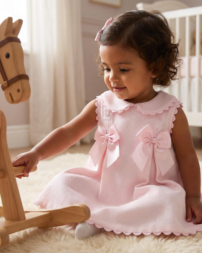 Baby Girl Pink Waffle with Pink Bow Dress "2603"