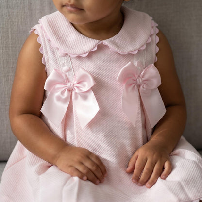 Baby Girl Pink Waffle with Pink Bow Dress "2603"